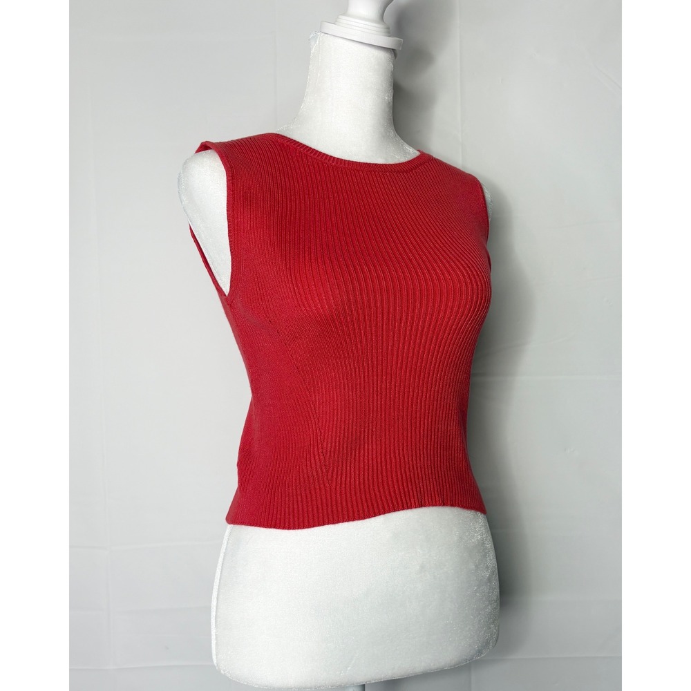 Hunter & Brown Knit Sweater Tank Top Ribbed Small Red Womens Minimalist